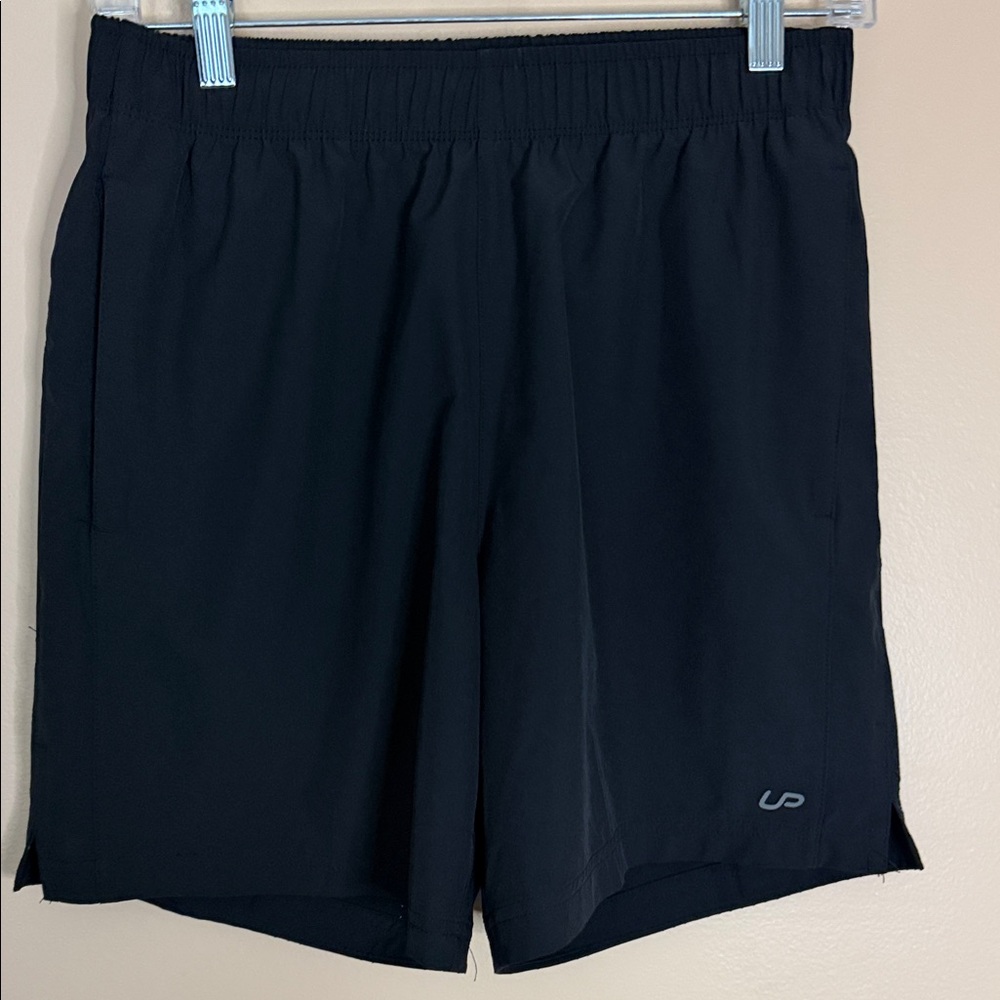 Men's Black Athletic Shorts with Subtle Reflective Logo